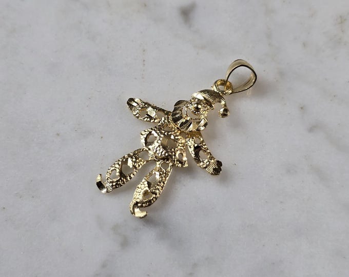 Womens Vintage Estate 14K Yellow Gold Clown Pendant 1.8g E7877
