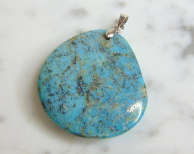 Womens Vintage Estate Sterling Silver Turquoise Stone Pendant 12.0g E5171