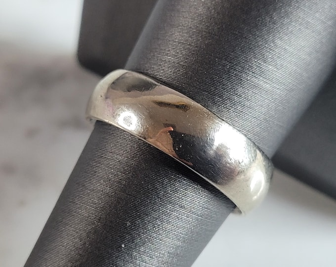 Vintage Estate 10K White Gold Band Wedding Ring 6.6g E6776