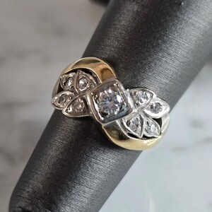 Womens Vintage Estate 14K Yellow Gold Diamond Ring 3.4g E7222