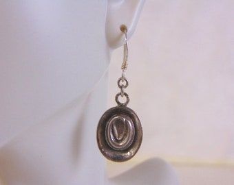 Womens Vintage Estate Sterling Silver Cowboy Hat Earrings 7.7g E4078