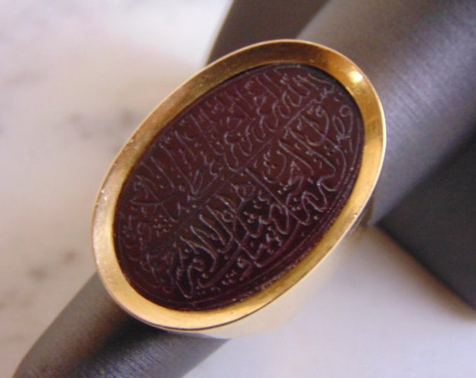 Womens Vintage Estate 18k Yellow Gold Muslim Prayer Ring 20.3g E1299