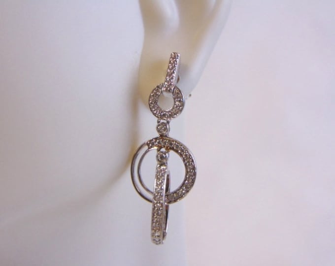 Pair of Vintage Estate Sterling Silver Earrings w/ CZ Stones 3.6g #E4030
