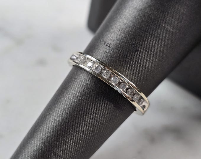 Womens Vintage Estate 10K White Gold Diamond Ring 1.8g E3366