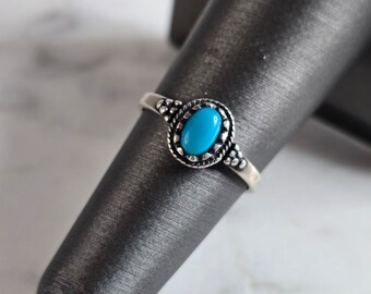 Womens Vintage Estate Sterling Silver Modernist Turquoise Ring 1.4g E7417