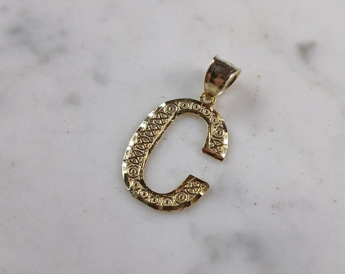 Womens Sterling Silver Gold Tone Initial Letter " C " Pendant 1.1g E7001