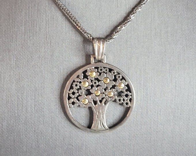 Womens Vintage Sterling Silver Tree Of Life Pendant Necklace 16.6g E6697
