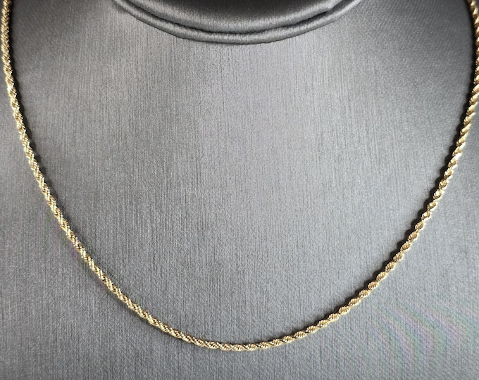 Womens Vintage Estate 14K Yellow Gold Rope Chain Necklace 7.0g E6959