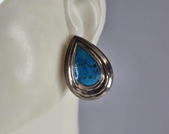 Womens Vintage Estate Sterling Silver Southwestern Turquoise Earrings 5.7g E525