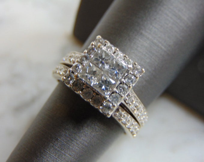Womens Vintage Estate 14K White Gold 1.88cts Diamond Ring 6.9g E918
