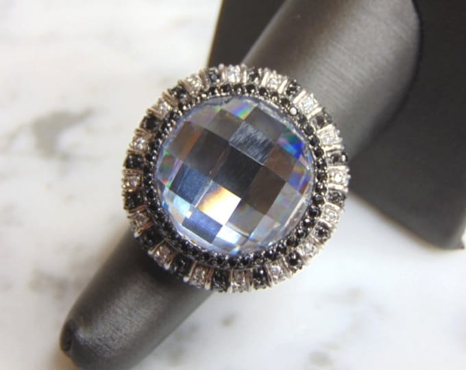 Womens Vintage Estate Sterling Silver CZ Stones Ring 20.9g E4888