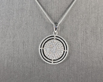 Womens Vintage Estate Sterling Silver Modernist Pendant & Necklace 7.2g E7617