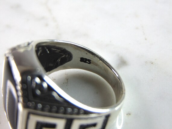 Mens Vintage Estate Sterling Silver Onyx Ring 13.… - image 5