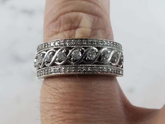 Womens Vintage Estate 10k White Gold Diamond Ring… - image 5