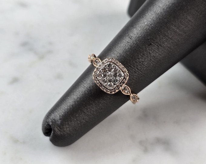 Womens Vintage Estate 10K Rose Gold Diamond Ring 2.7g E7132