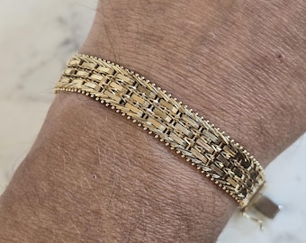 Womens Vintage Estate 14K Yellow Gold Mesh Bracelet 27.1g E1388