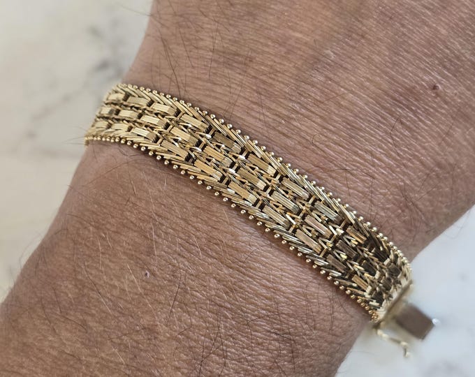 Womens Vintage Estate 14K Yellow Gold Mesh Bracelet 27.1g E1388