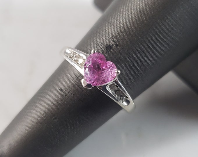 Womens Estate 10K White Gold Rhodolite & Diamond Ring 2.4g E6107