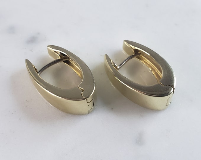 Pr Womens Vintage Estate 14K Yellow Gold Hoop Earrings, 6.7g E6118