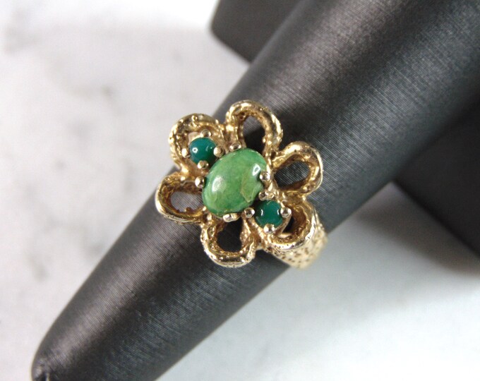 Womens Vintage Estate 14K Yellow Gold Flower Ring 6.4g E3121