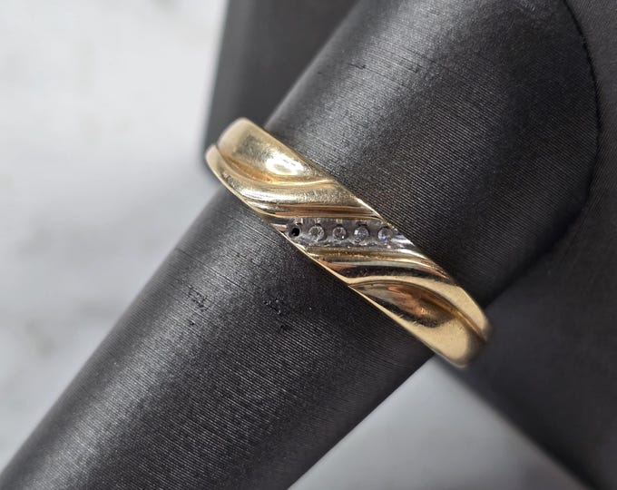 Mens Vintage Estate 10k Yellow Gold Diamond Ring 2.5g #E3777