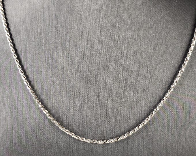 Womens Vintage Estate Sterling Silver Italian Rope Necklace, 10.2g E4702