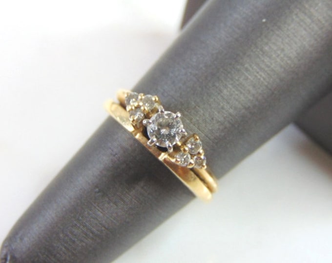 Unique Women's Vintage Estate 14K Yellow Gold Diamond Engagement Ring, 3.4g #E1206