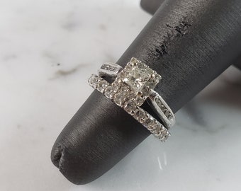 Womens Vintage Estate 14K White Gold Diamond Engagement Ring, 4.2g E6269