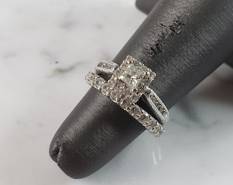 Womens Vintage Estate 14K White Gold Diamond Engagement Ring, 4.2g E6269