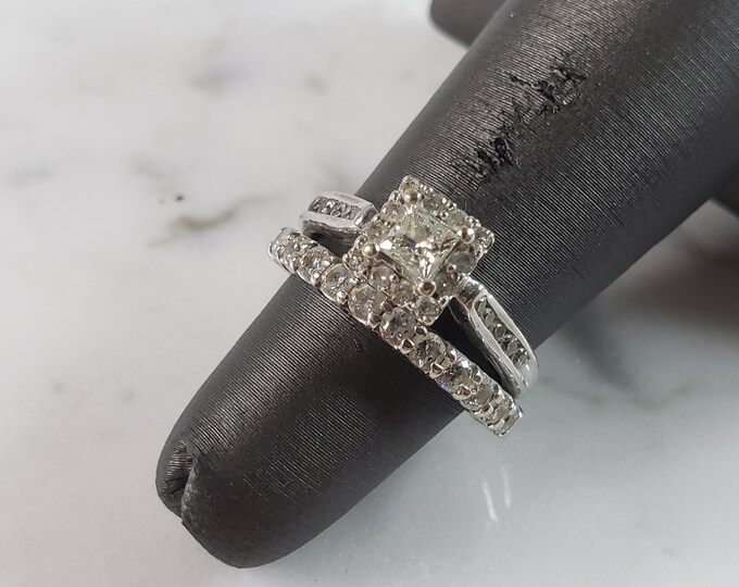 Womens Vintage Estate 14K White Gold Diamond Engagement Ring, 4.2g E6269