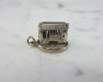 Womens Vintage Estate Sterling Silver Trolley Charm 5.6g E4383