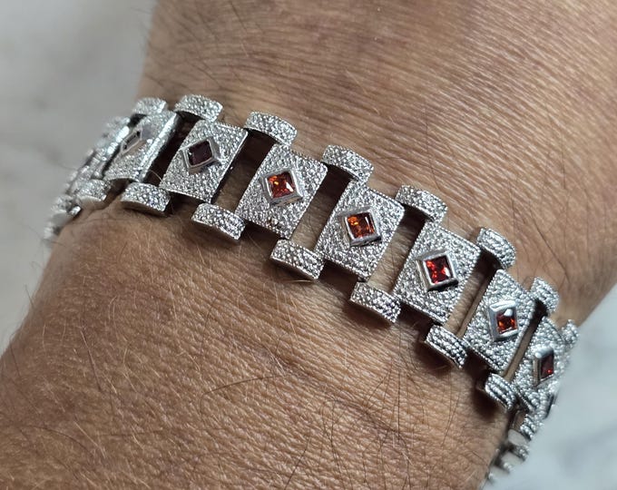 Womens Vintage Estate Sterling Silver Art Deco Bracelet 31.8g E2274