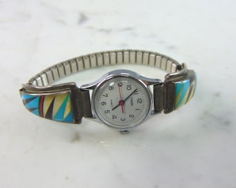 Womens Vintage Estate Sterling Silver Southwestern Watch 21.7g E3071