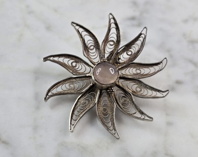 Womens Vintage Estate Sterling Silver Filigree Star Brooch 6.1g E3899