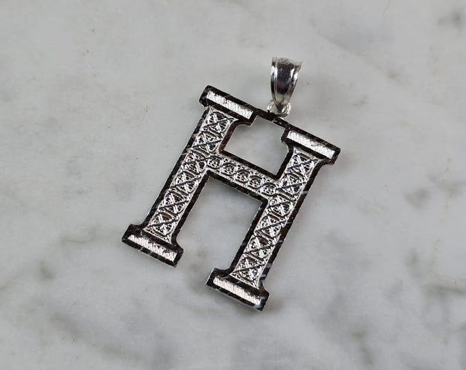 Womens Sterling Silver Initial Letter " H " Pendant 1.6g E1848