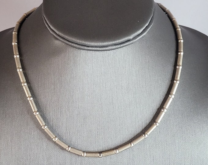 Womens Vintage Estate Sterling Silver Modernist Necklace 21.0g E3558