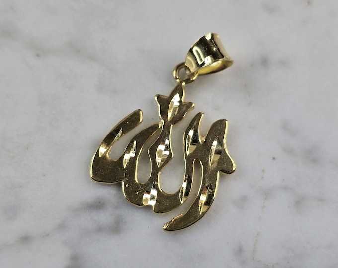 Sterling Silver Gold Tone Muslim Allah Pendant 3.1g E3817