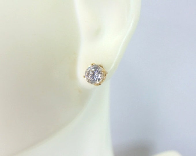 Pr 14K Yellow Gold .5ct CZ Stud Earrings 1.4g E5220