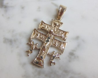 Womens Vintage Estate Sterling Silver Cross Pendant 5.9g E4958