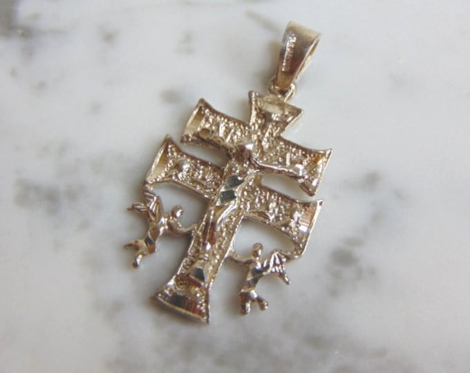Womens Vintage Estate Sterling Silver Cross Pendant 5.9g E4958