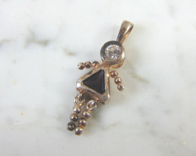 Womens Vintage Estate Sterling Silver Amethyst Daughter Pendant 2.2g E2713