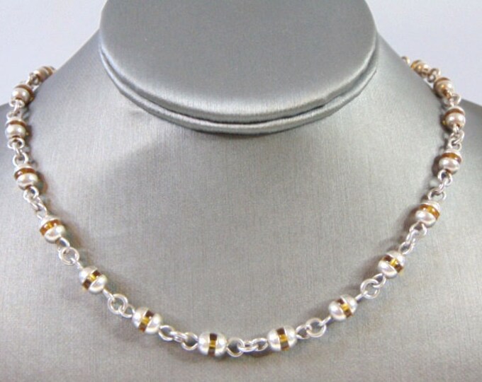 Womens Vintage Estate Sterling Silver Modernist Necklace 27.7g E2782