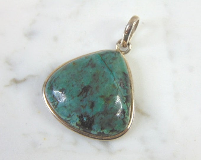 Womens Vintage Estate Sterling Silver Aventurine Pendant 11.5g E2719