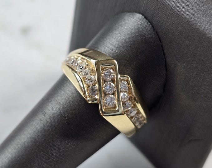 Mens Vintage Estate 14K Yellow Gold Frederick Goldman Diamond Ring 9.1g E6871