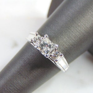 Womens Vintage Estate 14k White Gold Diamond Engagement Ring 4.0g E1260