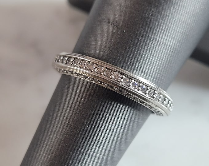 Womens Estate Sterling Silver CZ Ring 2.7g E1631