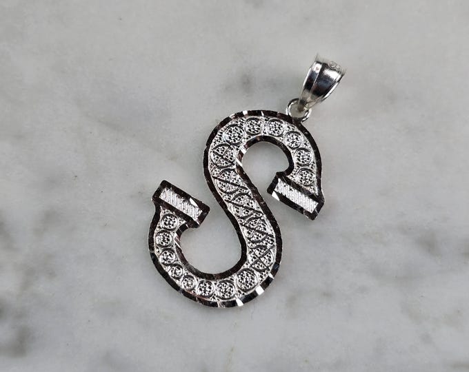 Womens Sterling Silver Initial Letter " S " Pendant 1.4g E1851
