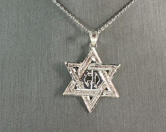 Sterling Silver Jewish Judaica Star of David Pendant Necklace, 3.1g E6897
