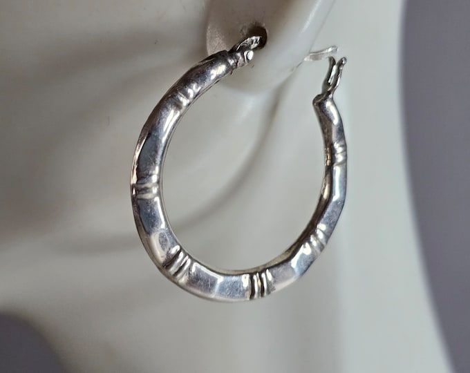 Womens Vintage Estate Sterling Silver Modernist Hoop Earrings 4.3g E7994