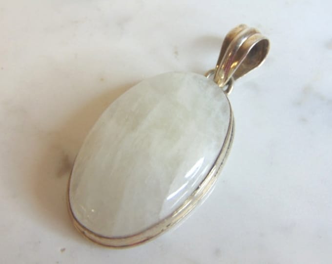 Womens Vintage Estate Sterling Silver Quartz Pendant 15.8g E5593